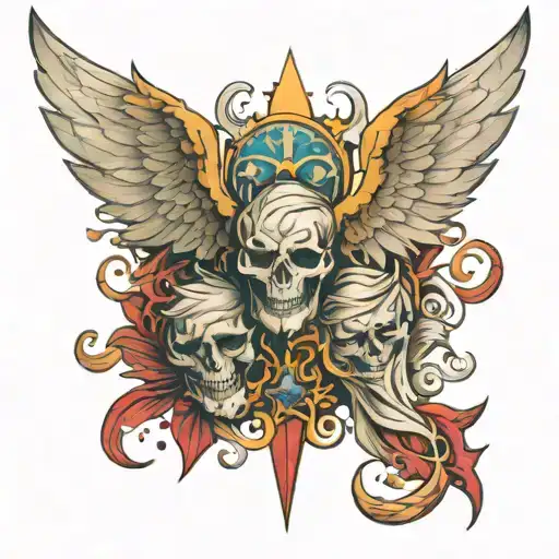 wings of angels and demons tattoo design idea