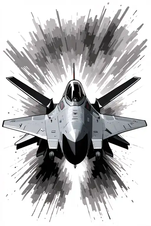 f22 raptor jet breaking the sound barrier tattoo design idea