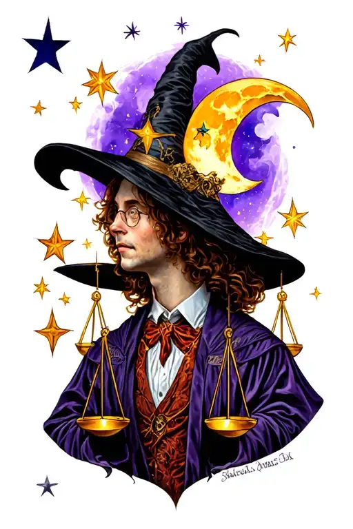 Harry Potter, hocus pocus, Libra, spooky, fun, moons , stars, tattoo design idea