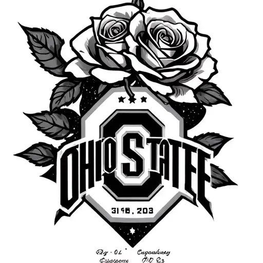 forearm tattoo with roses with date in it with ohio state logo incorporated with stars and galaxys  tattoo design idea