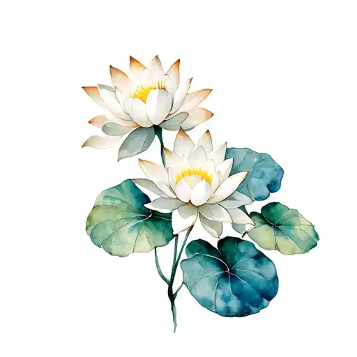 eight leaf white lotus flower growing tattoo design idea