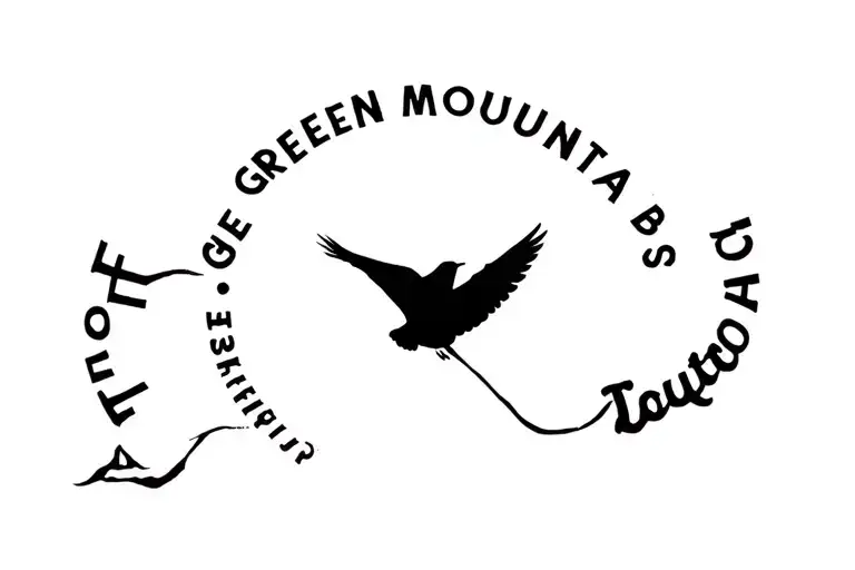 hummming bird flying the the words THE GREEN MOUNTAIN BOYS tattoo design idea