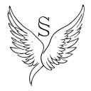 M, S, S, G combined together angel wings tattoo design idea