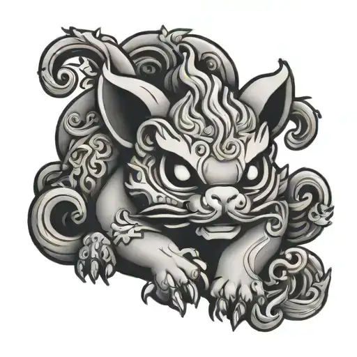 cute pixiu tattoo design idea