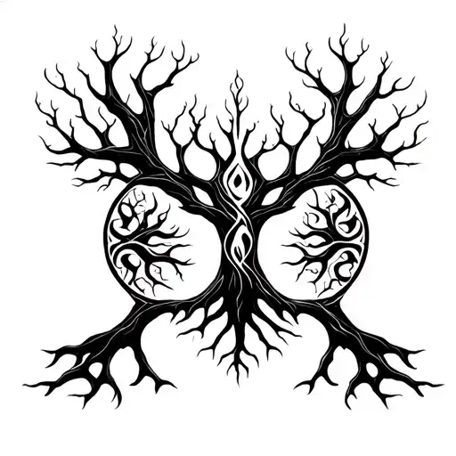 Yggdrasill tree of life and death tattoo design idea