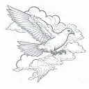 clouds with dove  tattoo design idea