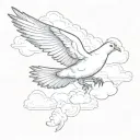 clouds with dove  tattoo design idea