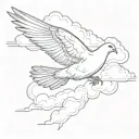 clouds with dove  tattoo design idea
