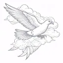 clouds with dove  tattoo design idea