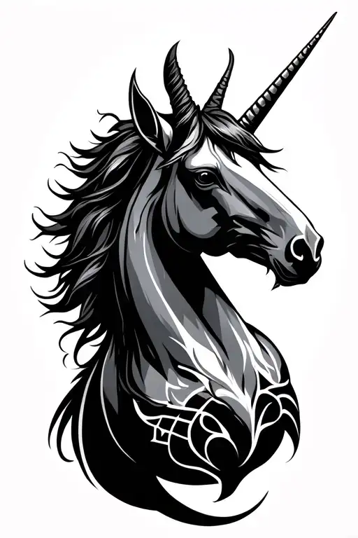 unicorn viking runes tattoo design idea