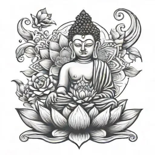 The lotus flower, the Buddha, the chakra. tattoo design idea