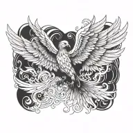phoenix with wings open tattoo design idea