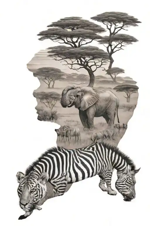 African safari tattoo design idea