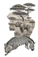 African safari tattoo design idea