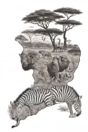 African safari tattoo design idea