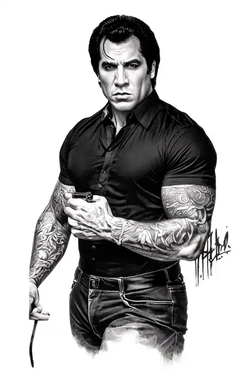 pulp fiction. john travolta, saumuel jacksen tattoo design idea