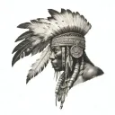 African Warrior With Native American headress tattoo design idea
