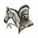 African Warrior With Native American headress tattoo design idea