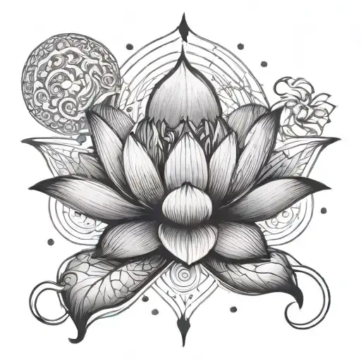 Lotus with unalome symbol tattoo design idea