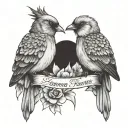 2 birds one of each side one facing upwards one facing downwards with quote cross "forever & always & always & forever" tattoo design idea
