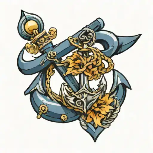 navy anchor intertwined with Air Force logo tattoo design idea