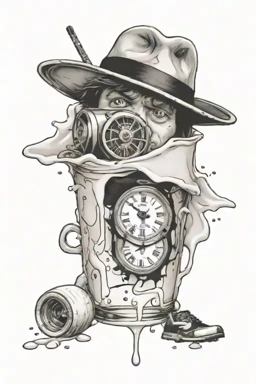 Clockwork orange movie , milk splatter and pogostick tattoo design idea