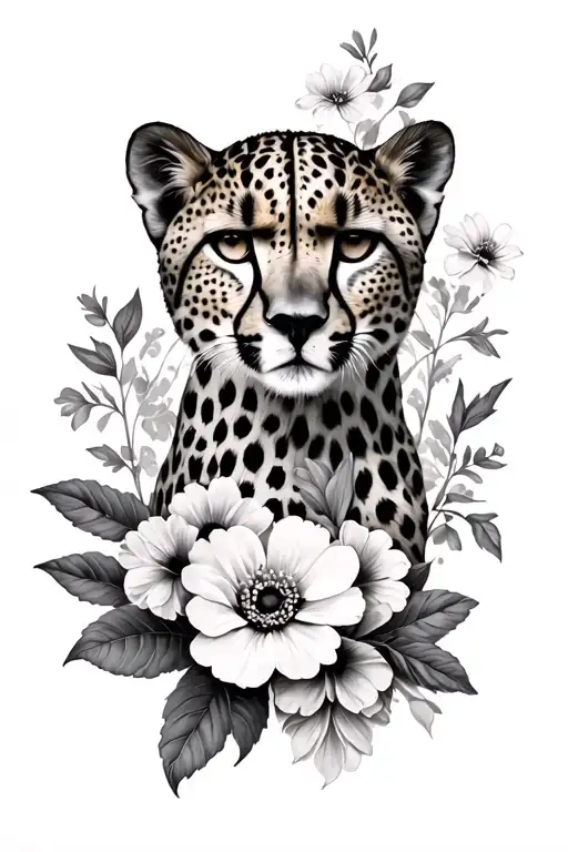 cheetah print with flowers wrapping tattoo design idea