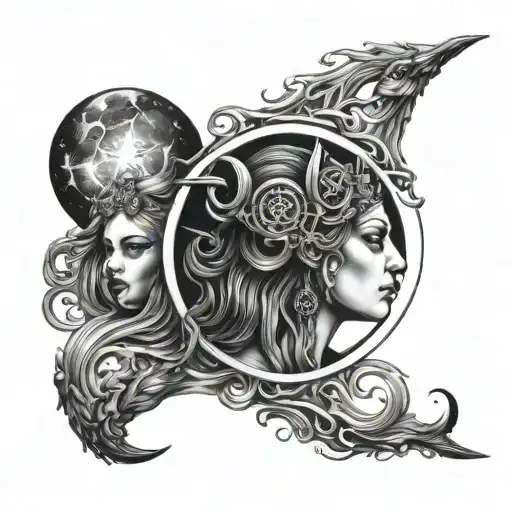 triple moon goddess hecate tattoo design idea