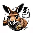 Female kangaroo with a Softball jerseyNumber 15 tattoo design idea