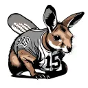 Female kangaroo with a Softball jerseyNumber 15 tattoo design idea