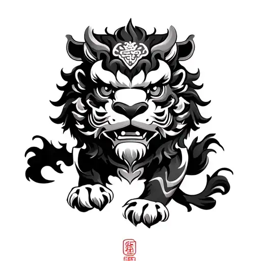Chinese guardian lion tattoo design idea