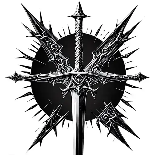 Themis Sword Thorns Stones tattoo design idea
