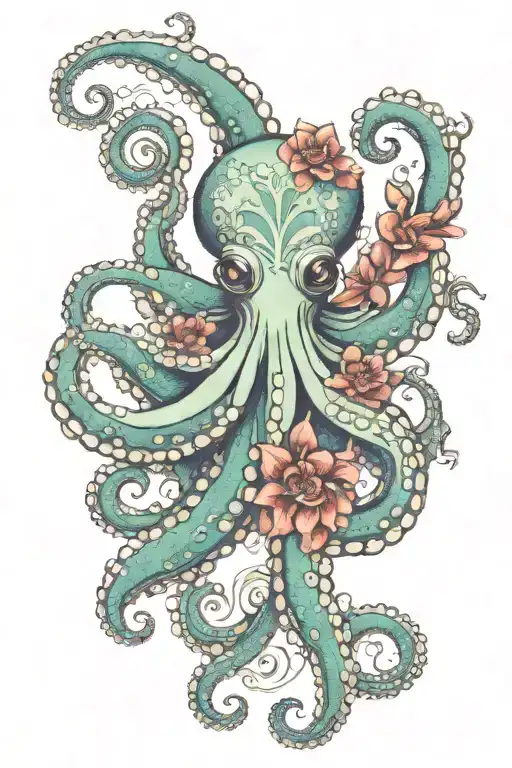 Octopus hugging flower mandala tattoo design idea