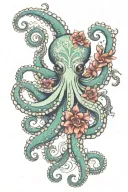 Octopus hugging flower mandala tattoo design idea