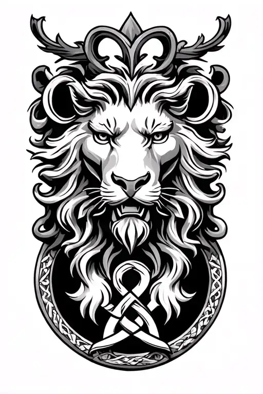 Irish lion trinity knot design incorporating elements tattoo design idea