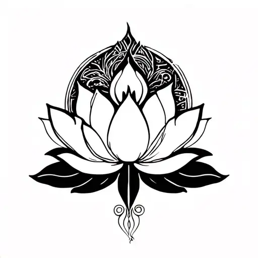 A lotus flower intertwined with an animal pattern symbolizing sobriety and wellness tattoo design idea
