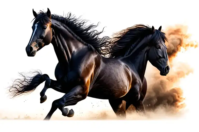 Pack of wild horses running tattoo design idea