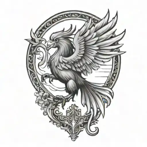 liver bird flying away tattoo design idea