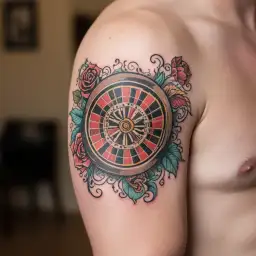 roulette wheel rolling tattoo design idea