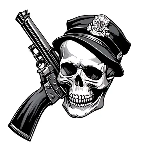 cop and skull tattoo design idea