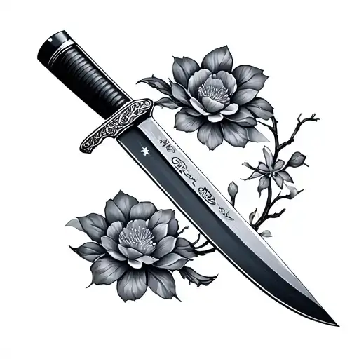 Japanese Knife tattoo design idea