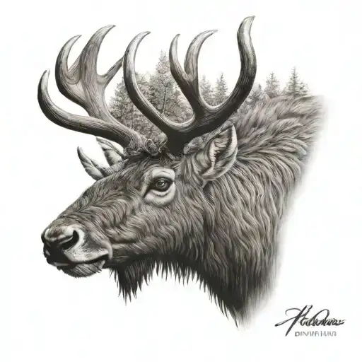 bull elk tattoo design idea