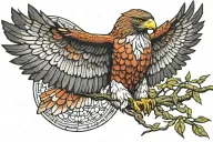 stained glass red tail hawk tattoo design idea