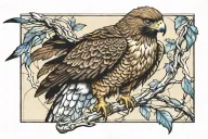 stained glass red tail hawk tattoo design idea