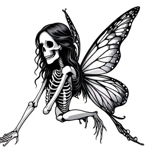fairy skeleton tattoo design idea