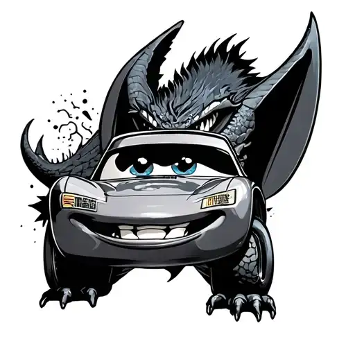 lighting McQueen racing stitch and toothless dragon tattoo design idea