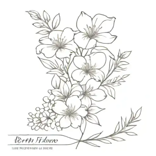 birth flower bouquet july, November, december, february tattoo design idea