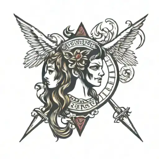 half angel half devil libra zodiac sign tattoo design idea