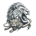 Lion fighting with snake tattoo design idea