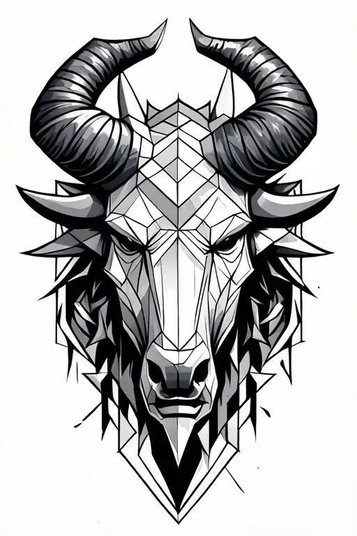 Minotaur head with hammer tattoo design idea